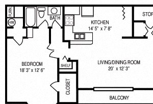 1 BR 1 BATH